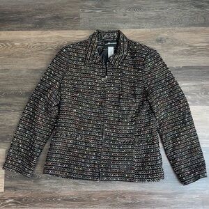 VTG Sag Harbor Tweed Zip Up Jacket Multi Color Knit Blazer Academia Preppy 8